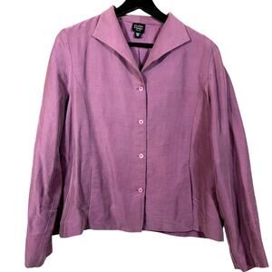 Eileen Fisher Silk Button Down Top Jacket Purple Pansy Office Petite Medium PM